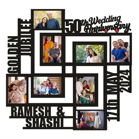 50th Anniversary Personalised MDF Photo Frame – Golden Jubilee Custom Couple Name and Date Gift