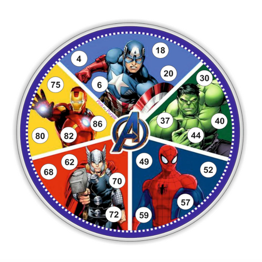 Avengers Tambola Housie Bingo Tickets Set of 24 – Superhero Kids Birthday Party Game 300 GSM
