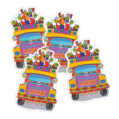 All 24 Lohri Tambola Tickets spread out showing unique numbers