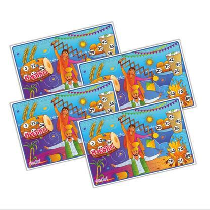 All 27 Lohri Punjabi Dance Tambola Tickets spread showing unique numbers