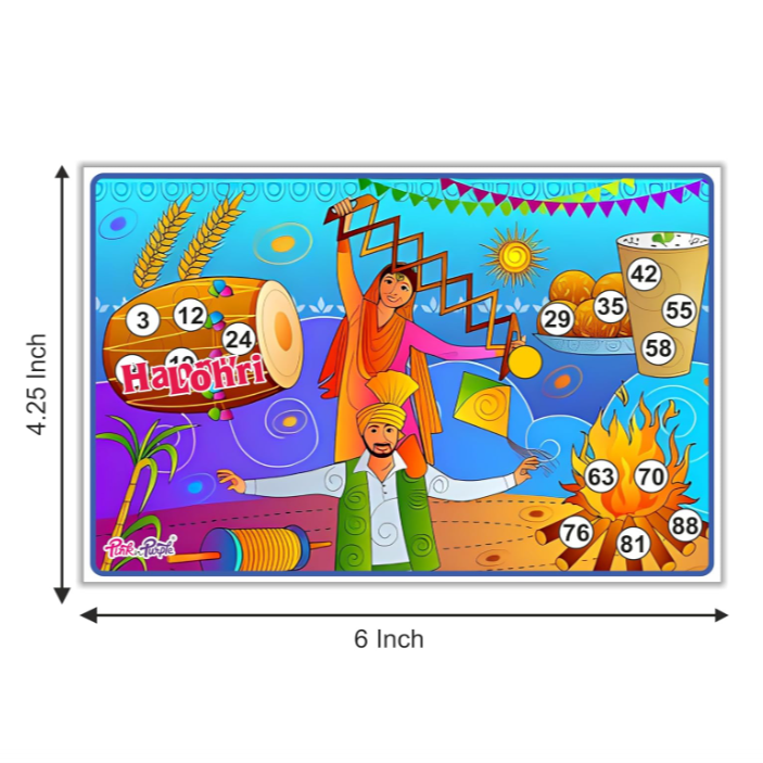 Close-up of Lohri Punjabi Dance Tambola Ticket showing bold clear numbers on 300 GSM