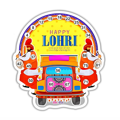 Lohri Tambola Housie Tickets Set of 24 – Punjabi Truck Art Version 2 Die-Cut Shape 300 GSM