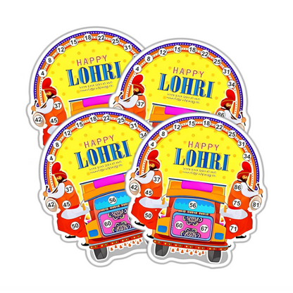 All 24 Lohri Truck Art Version 2 Tambola Tickets spread showing unique numbers